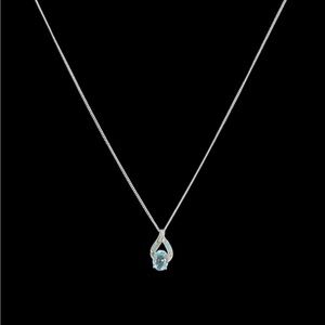 Platinum over 925 Silver Swiss Blue Topaz & Larimar Necklace - 18 in.